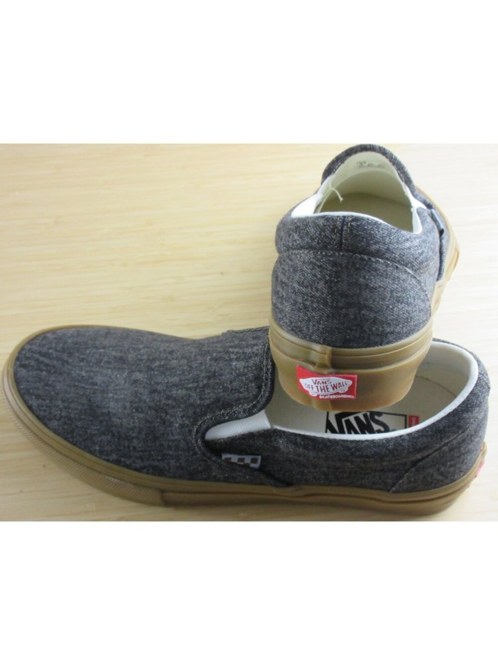 Vans Men's Skate Slip On Black Denim Gum Bottom PopCush shoes Size 9.5 - Picture 6 of 7